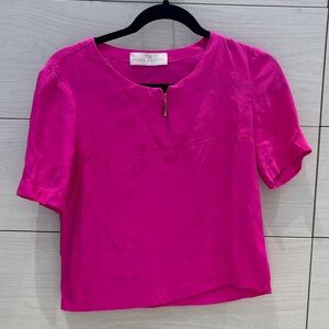 Amanda Uprichard Vibrant Pink Short Sleeve Blouse